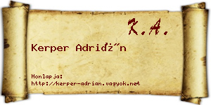 Kerper Adrián névjegykártya